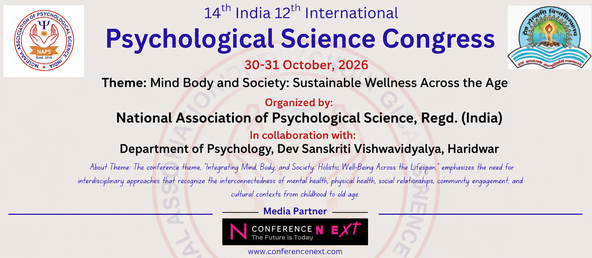 India International Psychological Science Congress Date 30-31 October 2016